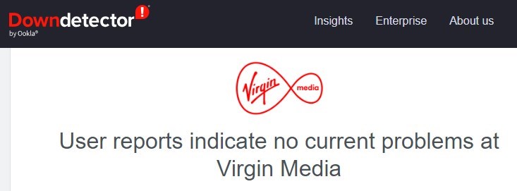 Virgin Media on DownDetector.com No Issues